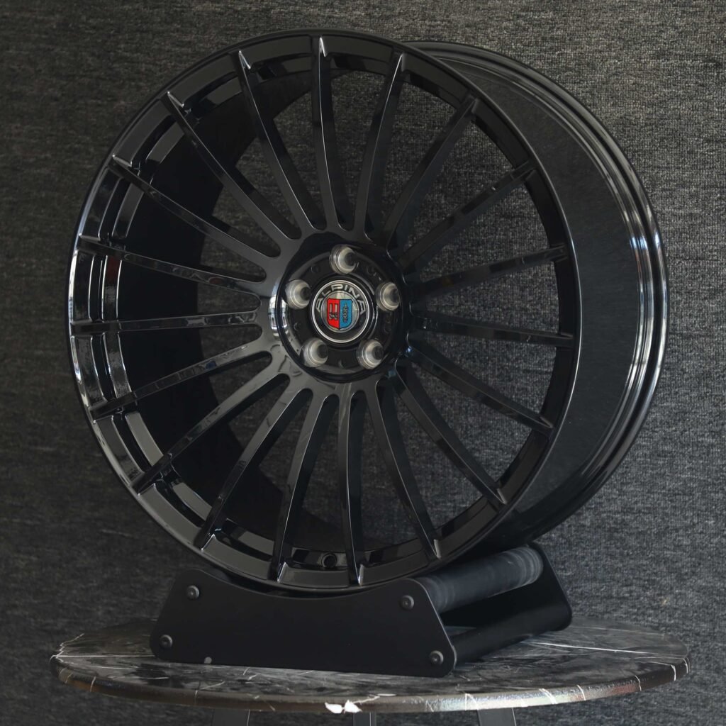 Alpina-Style Gloss Black 20-Spoke Forged Wheels – BMW M3 G80 / M4 G82, 5x112 bolt pattern, lip and barrel detail