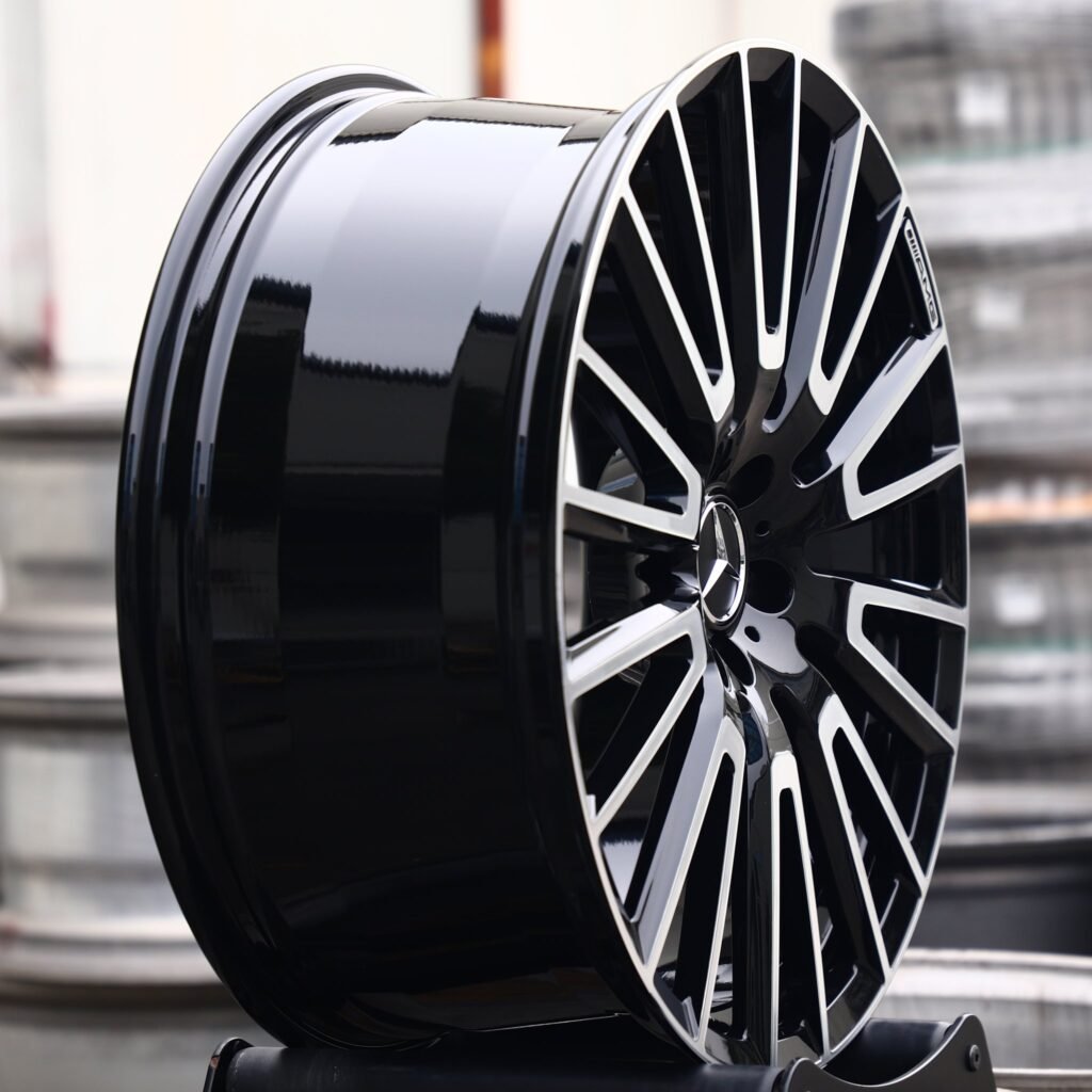 5x112 wheels – Matte Silver Multi-Spoke Machined Face, side view