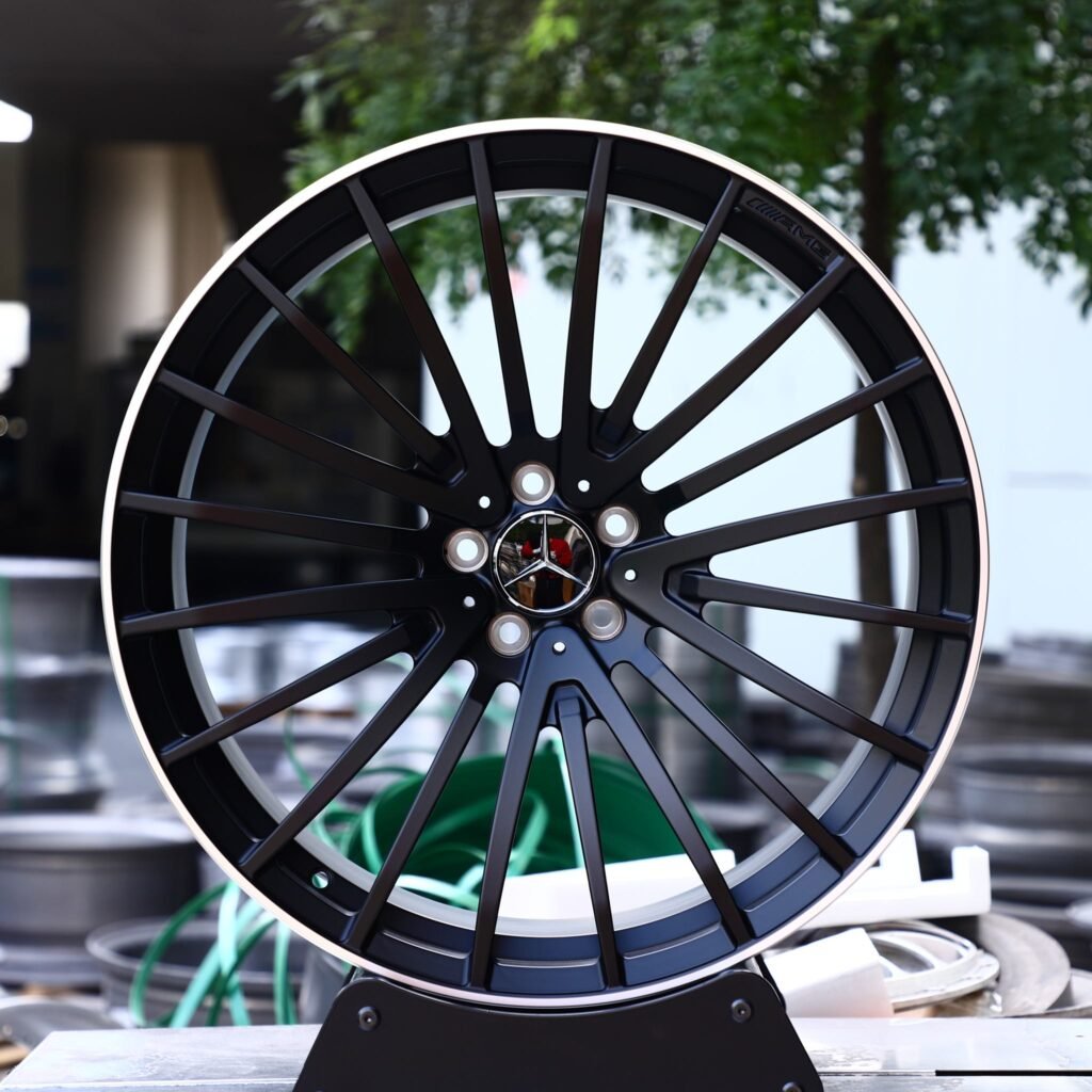 Mercedes-Benz E-Class wheels – Matte Silver Multi-Spoke Machined Lip, front view