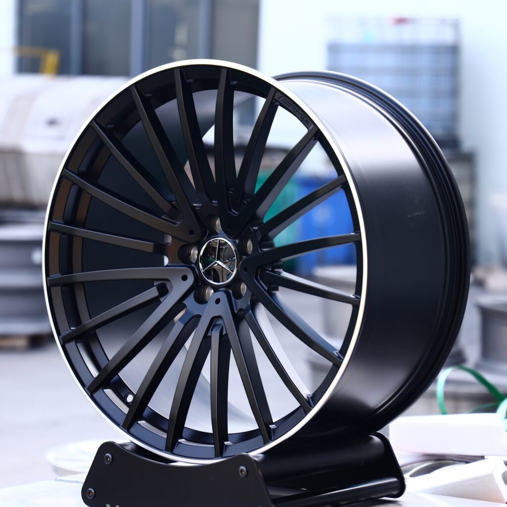 Mercedes-Benz S-Class wheels – Matte Silver Multi-Spoke Machined Lip, angled view
