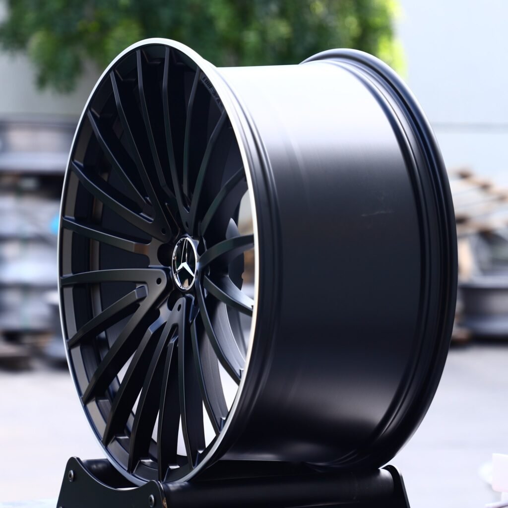 5x112 wheels – Matte Silver Multi-Spoke Machined Lip, side view