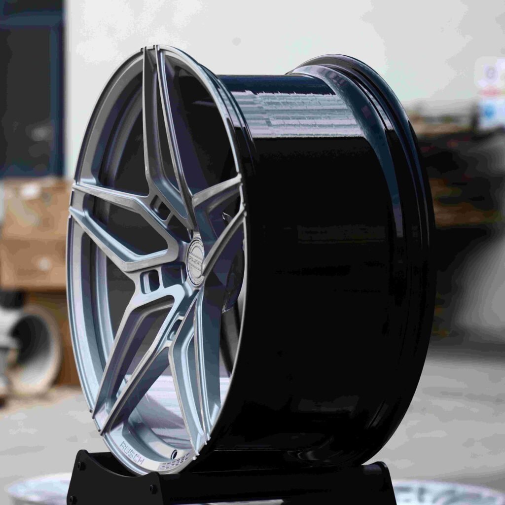 5x130 wheels – Matte Silver Petal (Porsche OEM-Style), side view