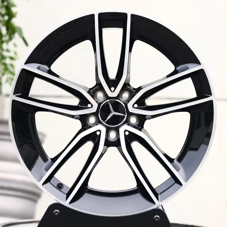 Mercedes-Benz E-Class wheels – Matte Silver Petal Machined Face, front view
