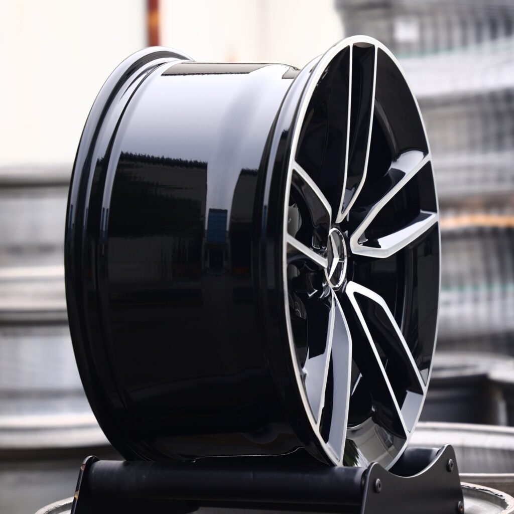 5x112 wheels – Matte Silver Petal Machined Face, side view