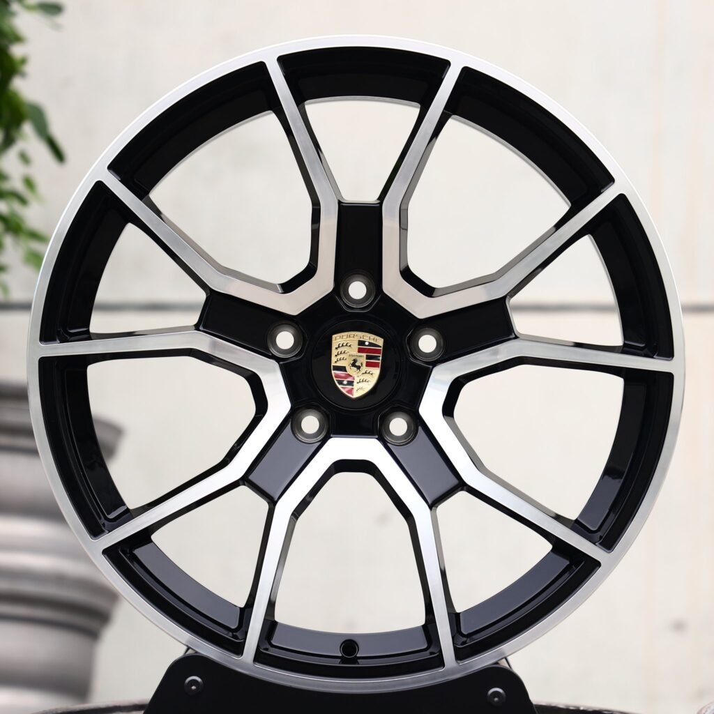 Porsche 911 wheels – Matte Silver Petal Machined Face, front view