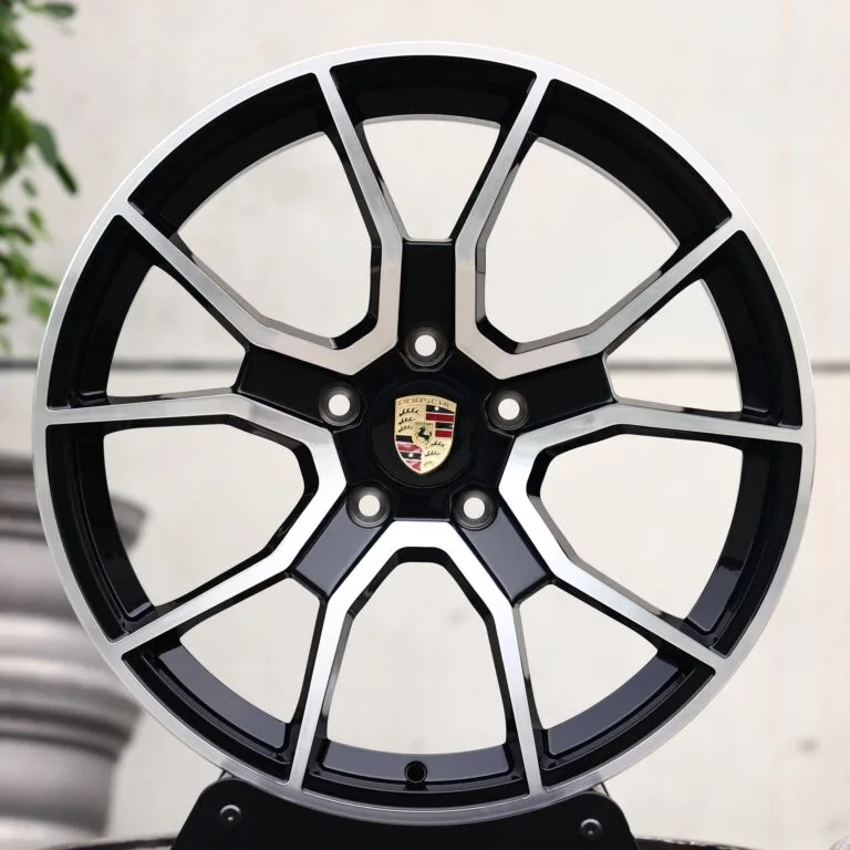 Porsche 911 / Panamera Forged Wheels – Black / Machined Petal Machined Face, front view