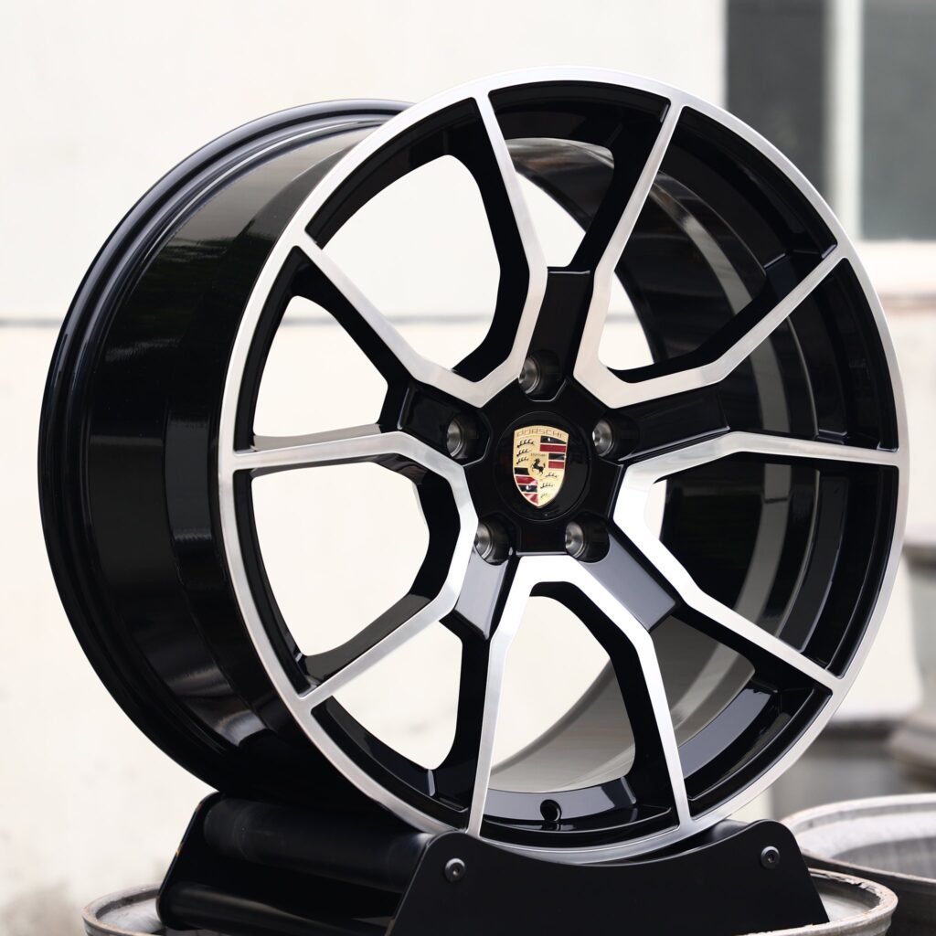 Porsche Panamera wheels – Matte Silver Petal Machined Face, angled view