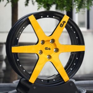 Porsche 911 / BMW M3 Forged Wheels – Yellow / Black Riveted