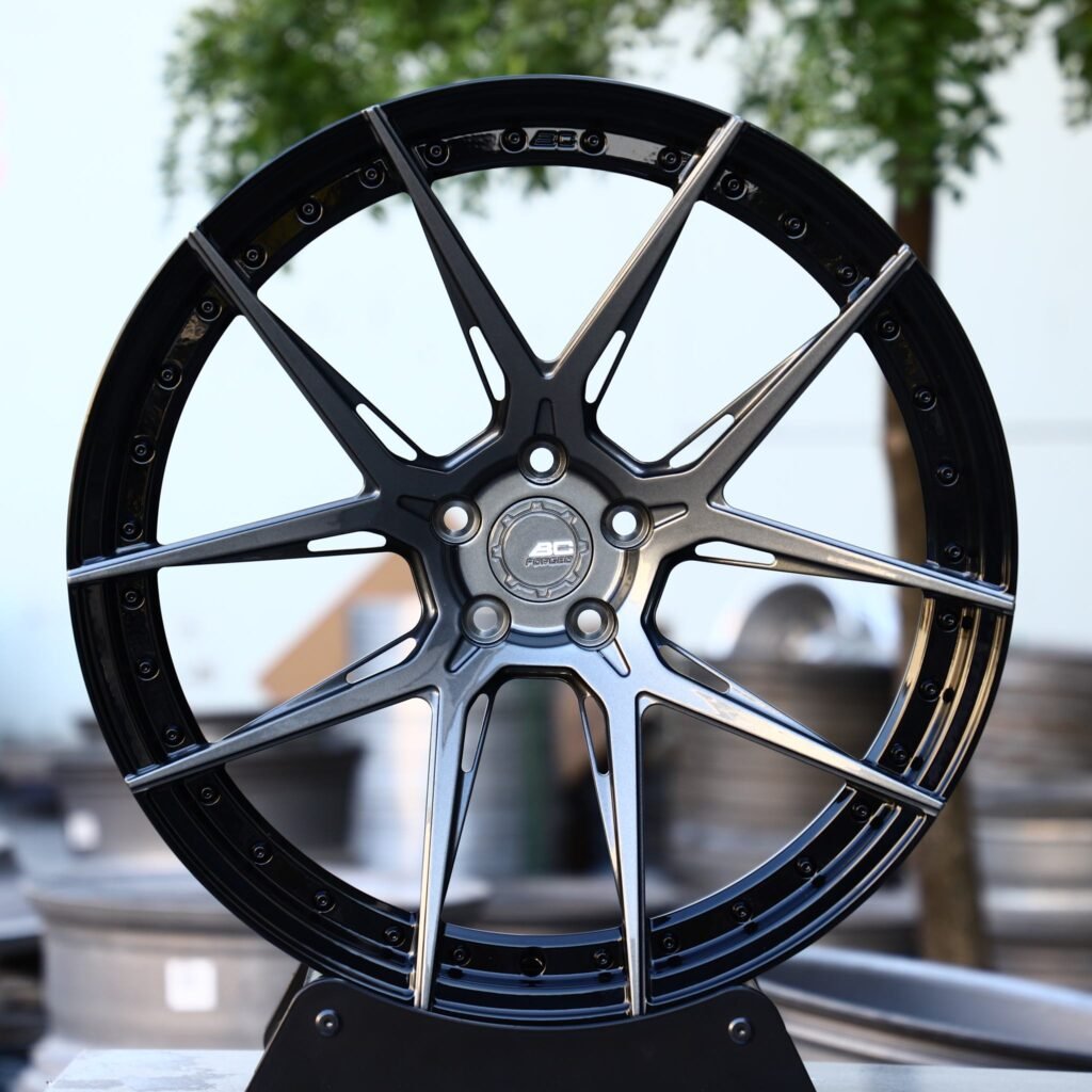 Porsche 911 wheels – Matte Silver Side-Milled Riveted (BC Forged-Style), front view