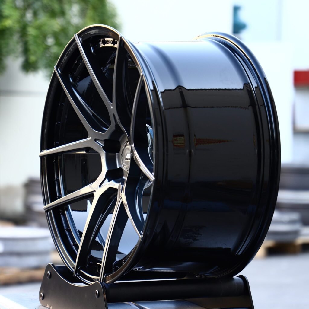 5x130 wheels – Matte Silver Side-Milled Riveted (BC Forged-Style), side view