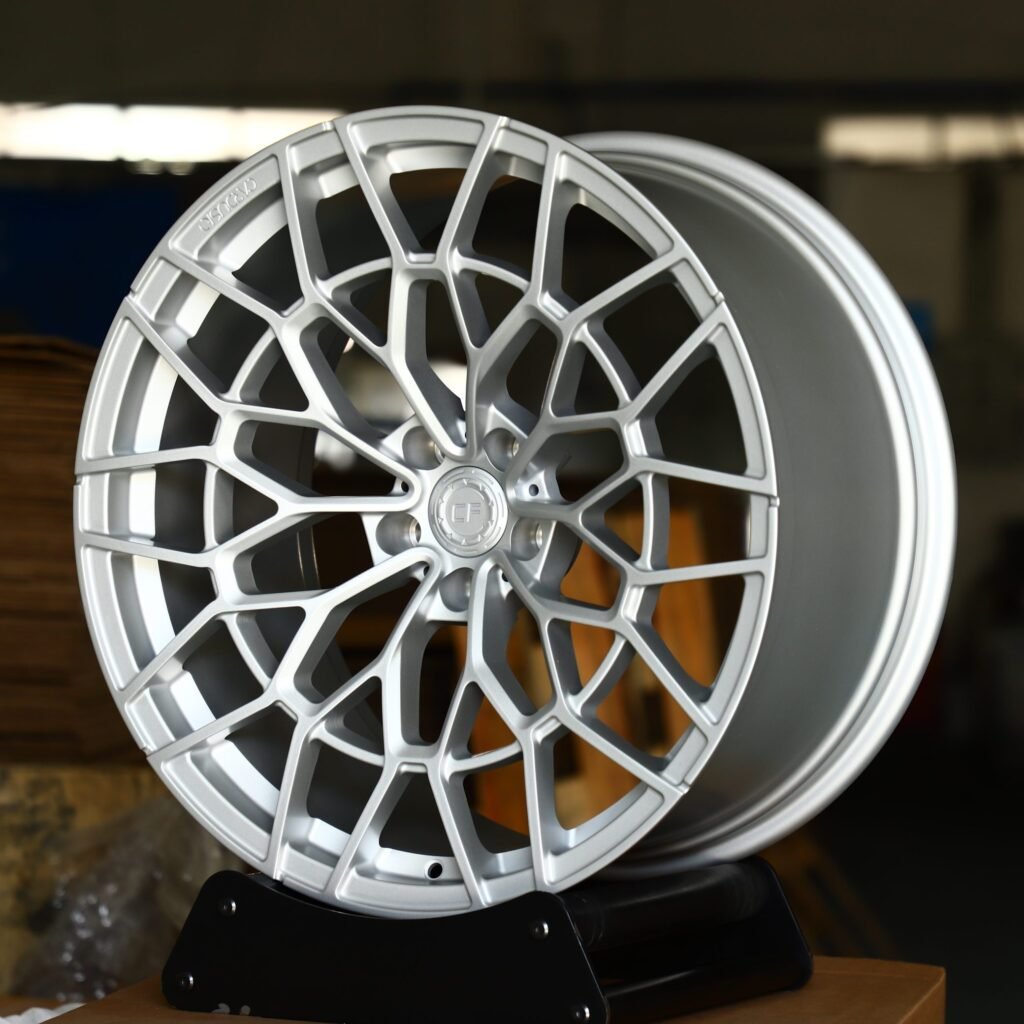 BMW 5 Series wheels – Matte Silver / Silver Cut-Out, angled view