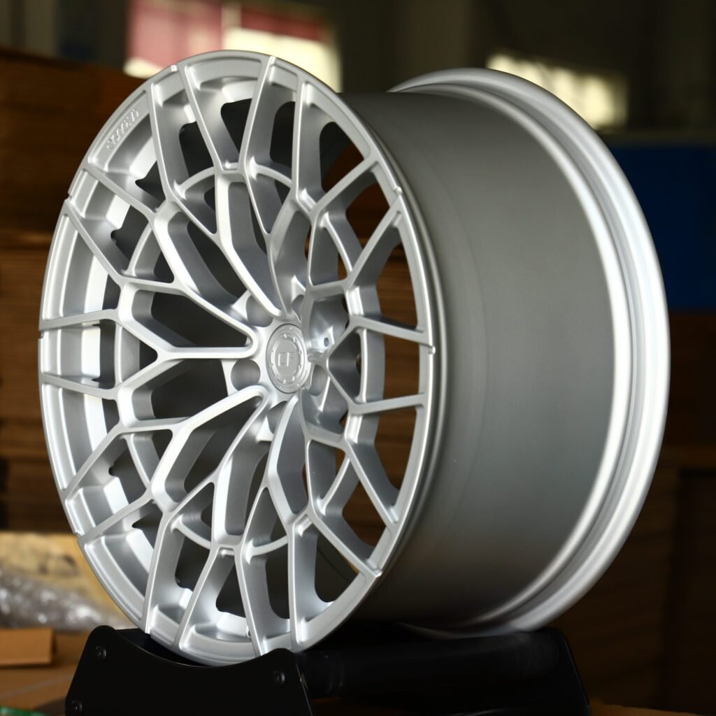 5x112 wheels – Matte Silver / Silver Cut-Out, side view