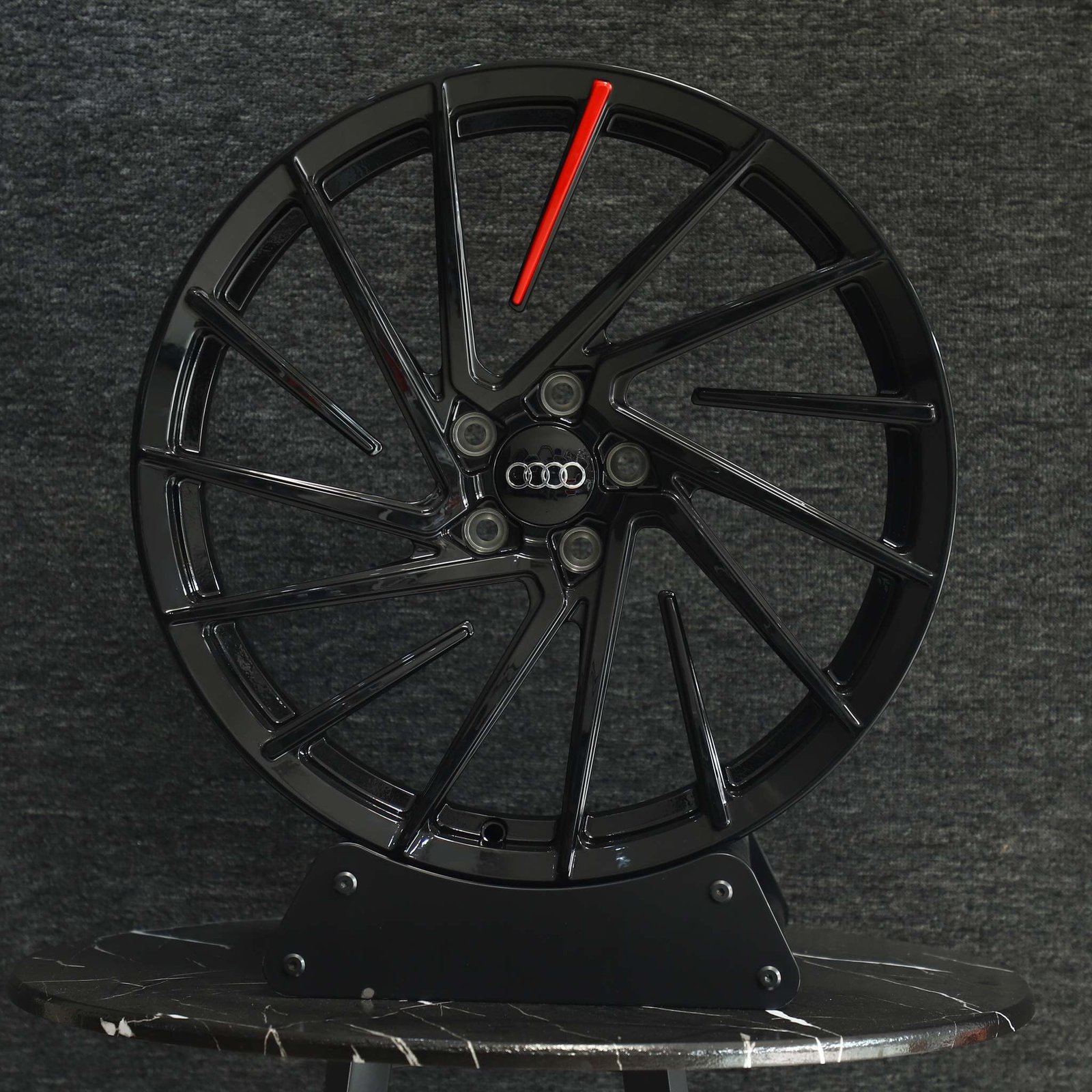 Tesla Model 3 wheels – Matte Silver Split Directional Milled, front view
