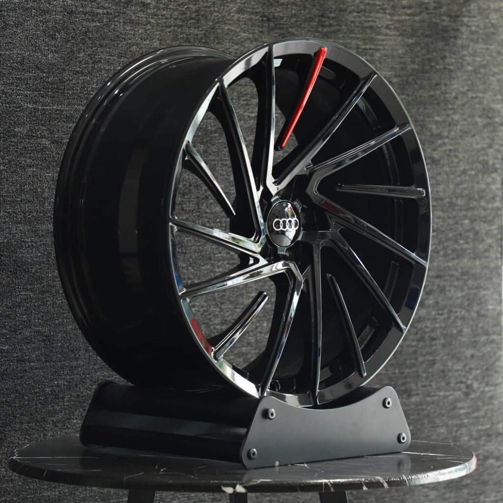 5x114.3 wheels – Matte Silver Split Directional Milled, side view