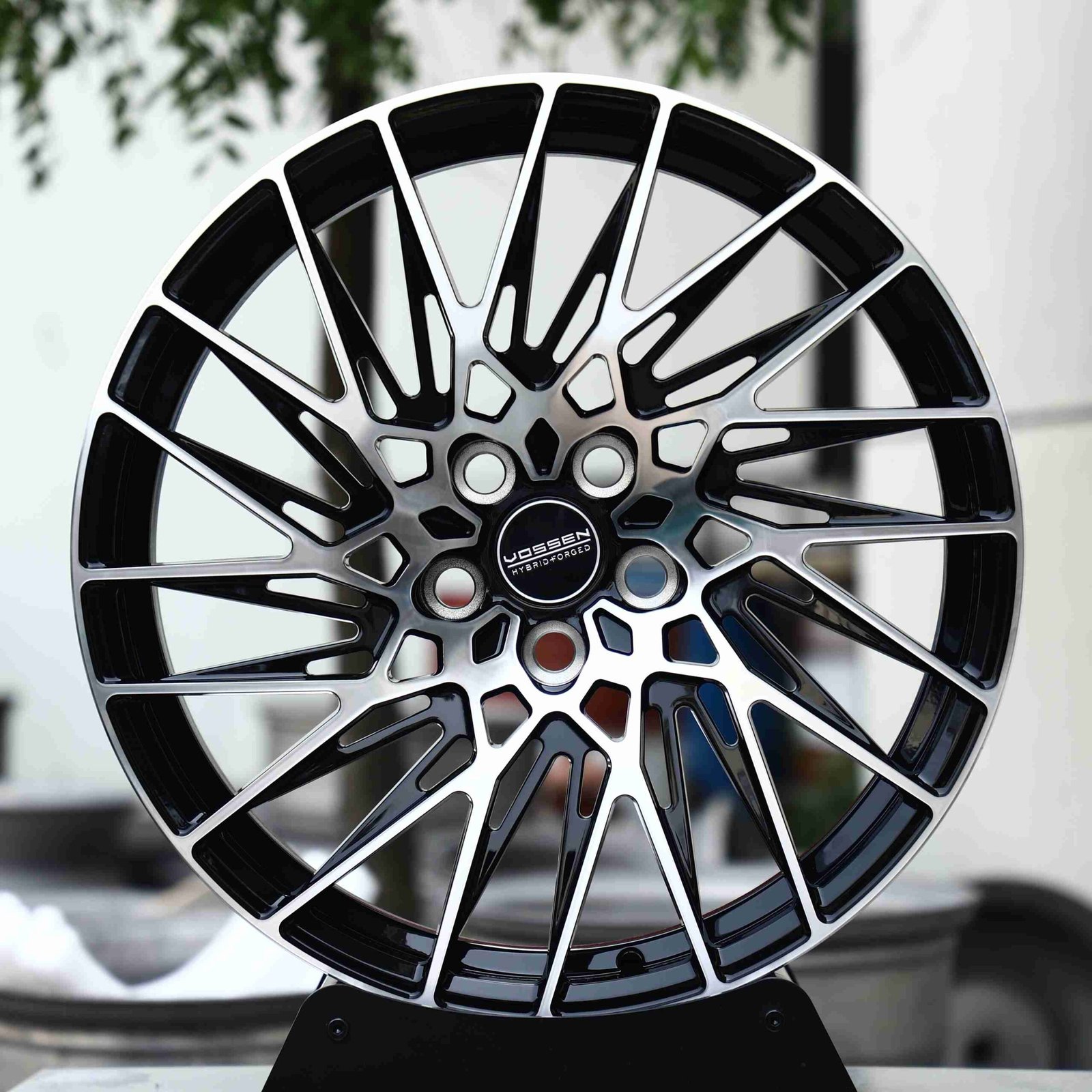 Ferrari 488 wheels – Matte Silver Split Directional Milled (Vossen-Style), front view