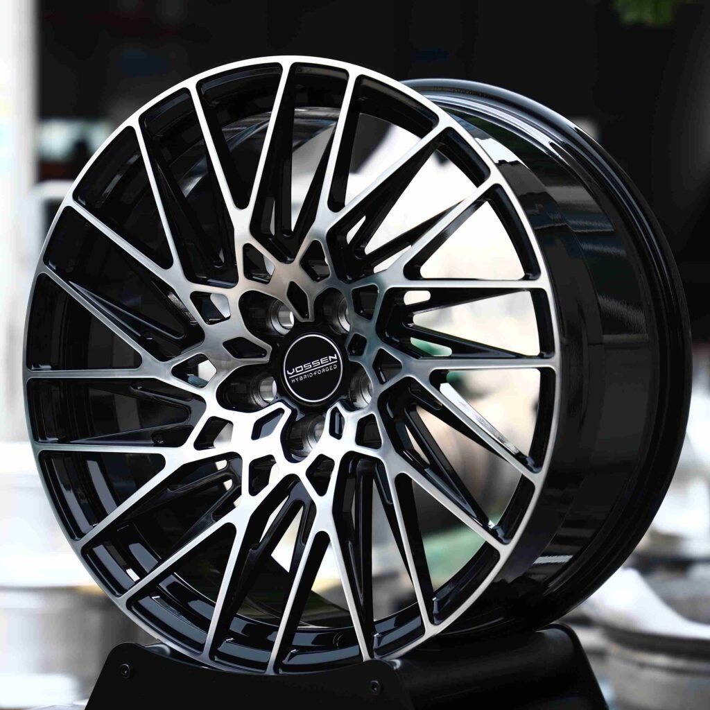 Audi R8 wheels – Matte Silver Split Directional Milled (Vossen-Style), angled view