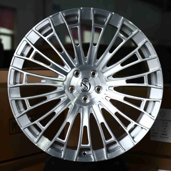 Porsche 911 wheels – Brushed Silver Multi-Spoke, front view