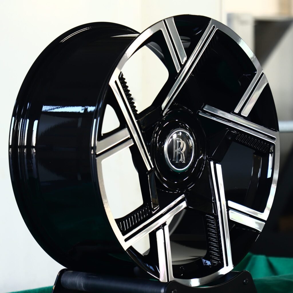 5x112 wheels – Matte Silver Split Machined Face, side view