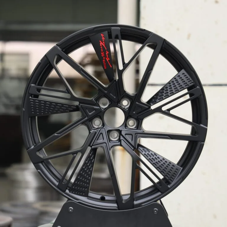 Audi A6 / BMW 5 Series Forged Wheels – Gloss Black Split-Spoke, front view