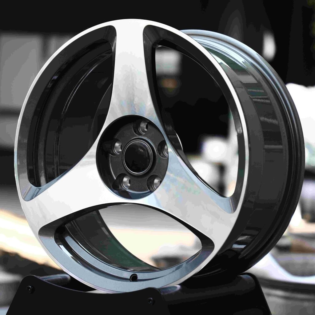 BMW M3 wheels – Matte Silver Triangular Spoke, angled view