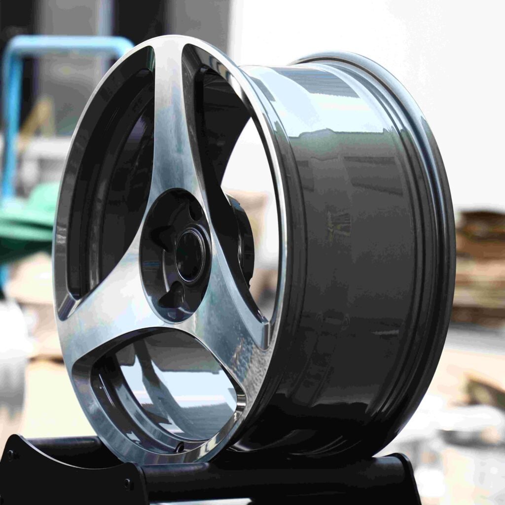5x130 wheels – Matte Silver Triangular Spoke, side view