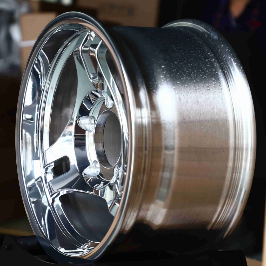 5x130 wheels – Matte Silver Triangular Spoke, side view