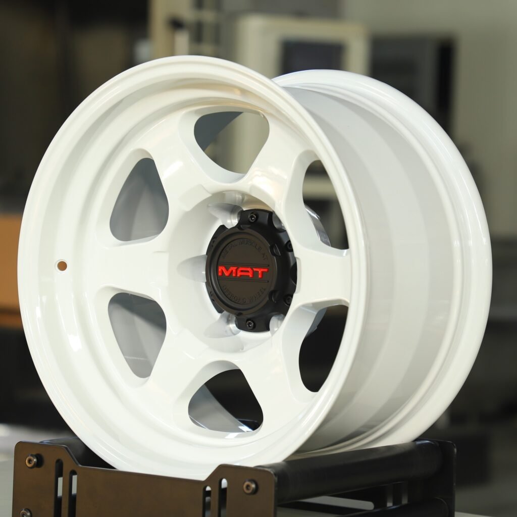 Toyota Tacoma wheels – Matte White Custom, angled view