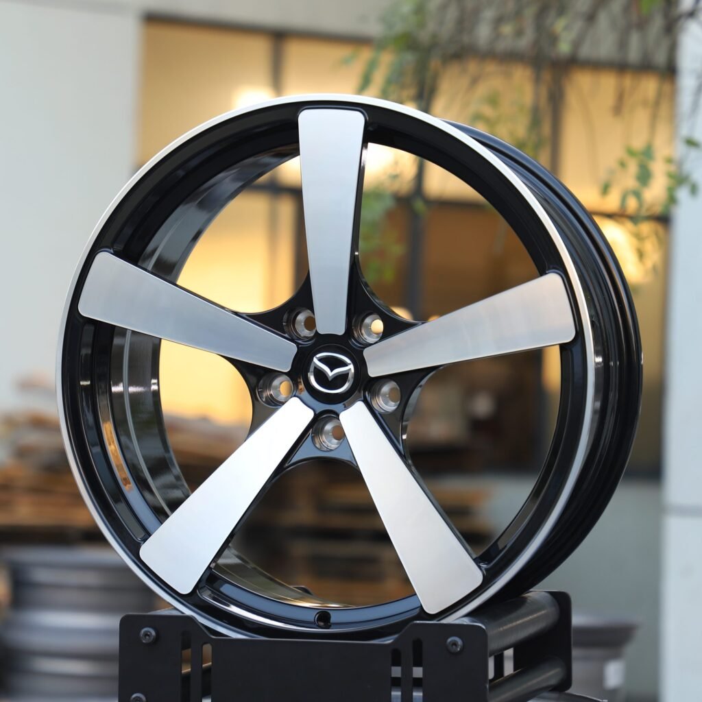 Mazda 6 wheels – Matte Silver 5-Spoke Machined Face, angled view