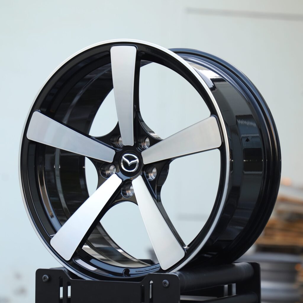5x114.3 wheels – Matte Silver 5-Spoke Machined Face, side view