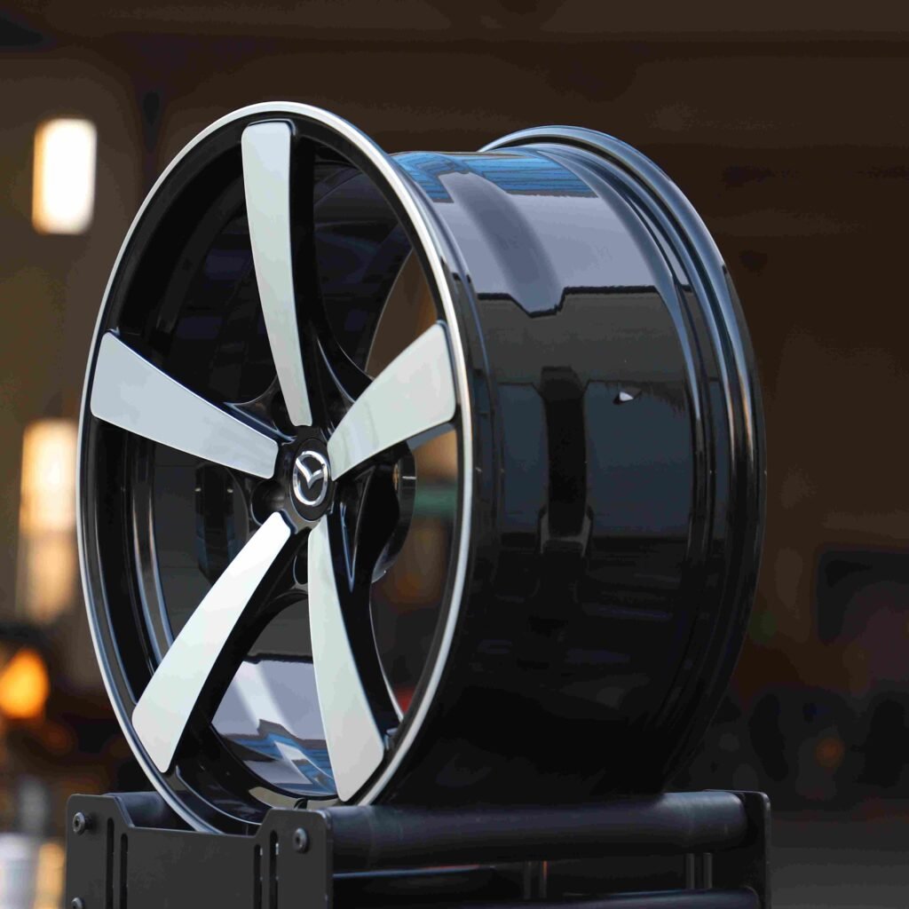 Mazda MX-5 wheels – Matte Silver 5-Spoke Machined Face, lip and barrel detail