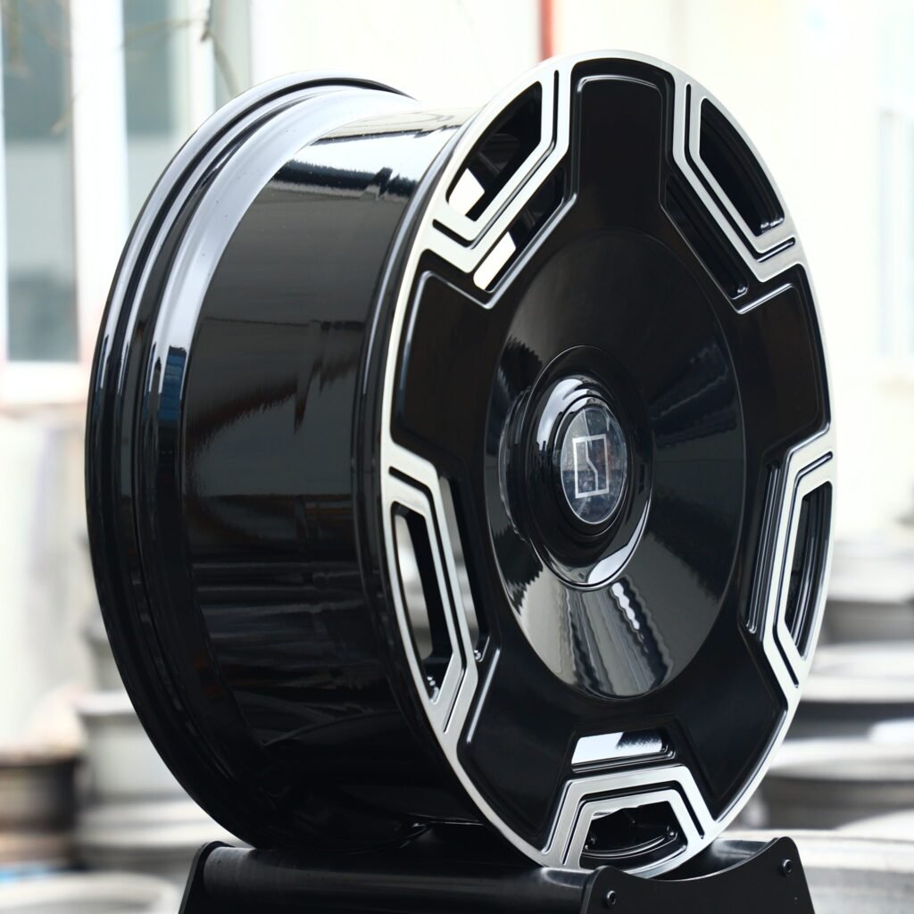 5x112 wheels – Gloss Black Machined Full-Face 5-Spoke, side view