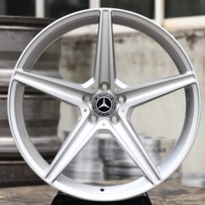 Mercedes-Benz OEM-Style Bright Silver 5-Spoke Forged Wheels – Mercedes-Benz E-Class / S-Class Fitment (5-Lug)