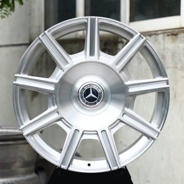 Mercedes-Benz E-Class wheels – Brushed Silver Twin 10-Spoke (Mercedes-Benz OEM-Style), front view