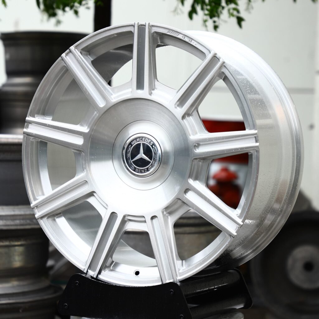 Mercedes-Benz S-Class wheels – Brushed Silver Twin 10-Spoke (Mercedes-Benz OEM-Style), angled view