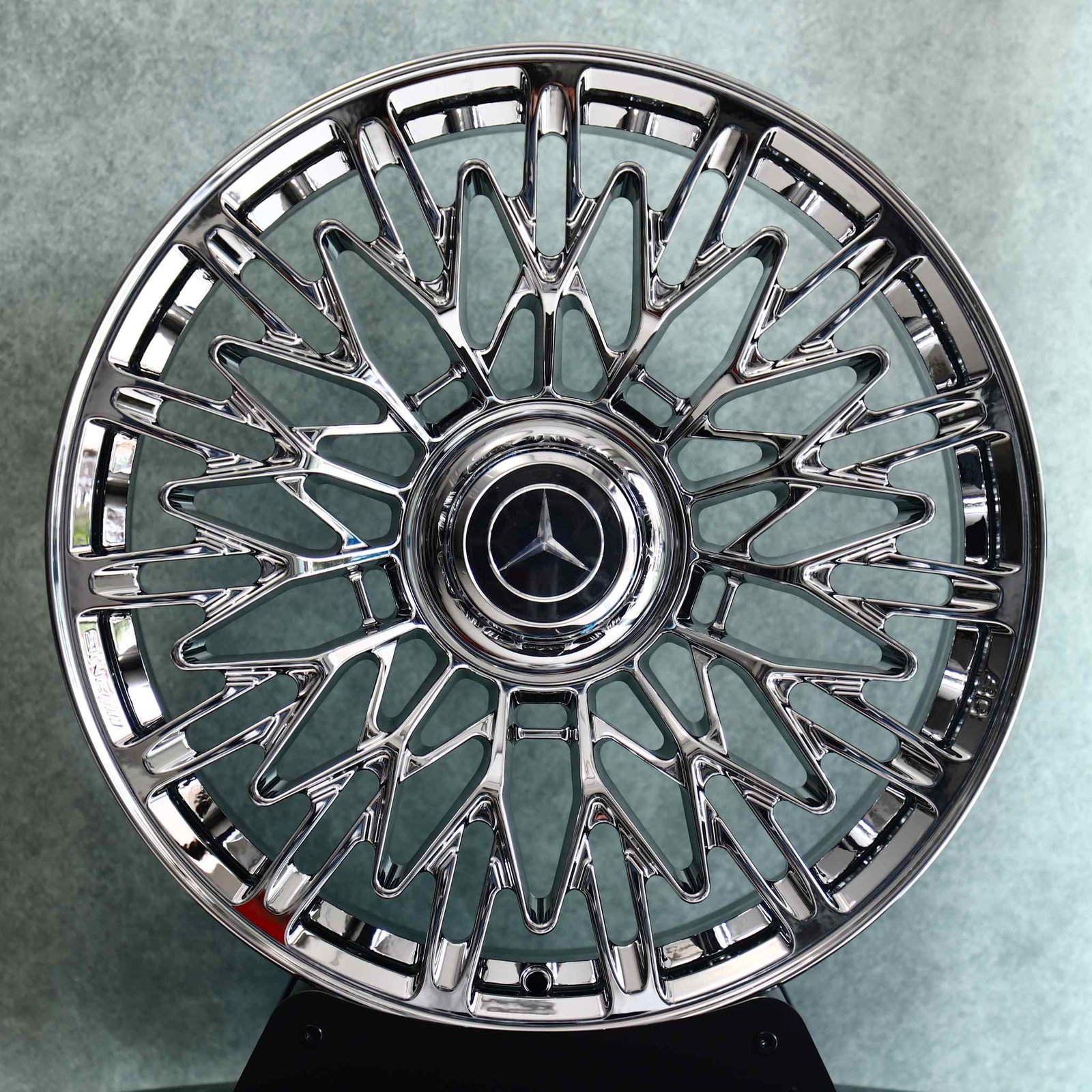 Mercedes-Benz E-Class wheels – Chrome Mesh Polished Lip (Mercedes-Benz OEM-Style), front view