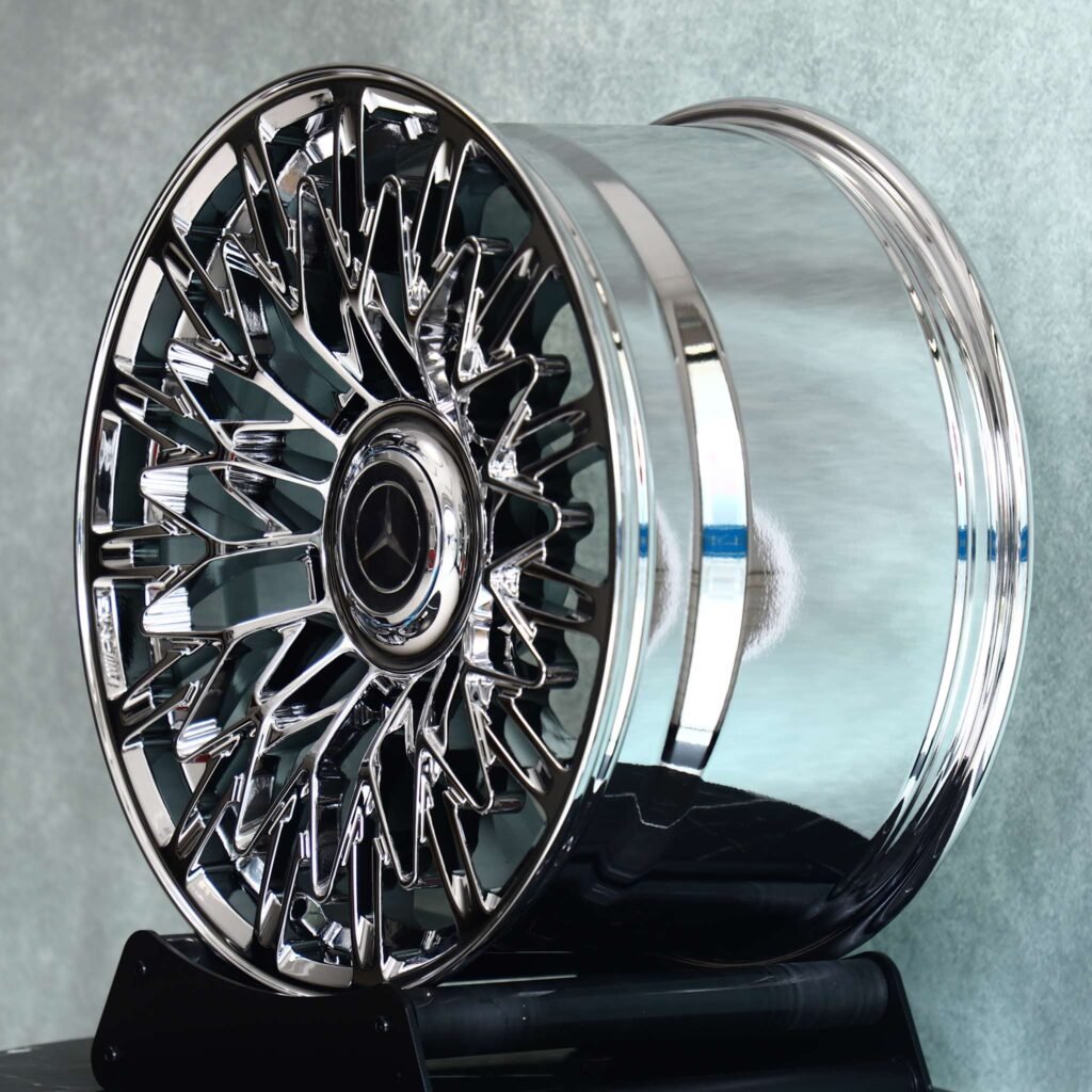 5x112 wheels – Chrome Mesh Polished Lip (Mercedes-Benz OEM-Style), side view