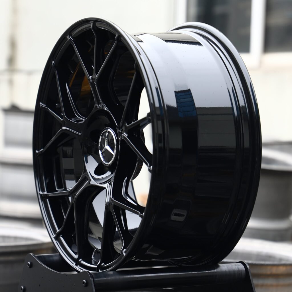 5x112 wheels – Gloss Black 5 Y-Spoke (Mercedes-Benz OEM-Style), side view