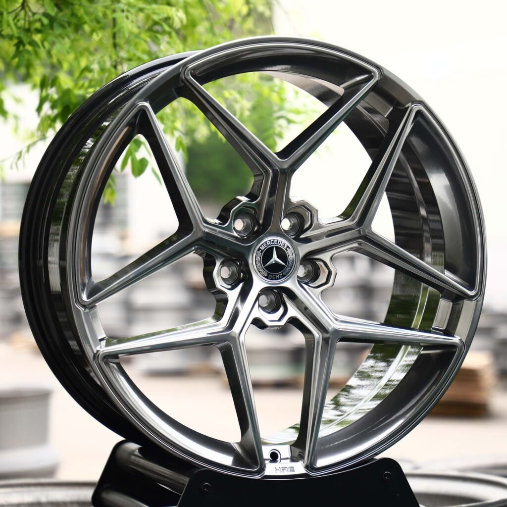 Mercedes-Benz S-Class wheels – Gloss Black Machined 5 Y-Spoke (Mercedes-Benz OEM-Style), angled view