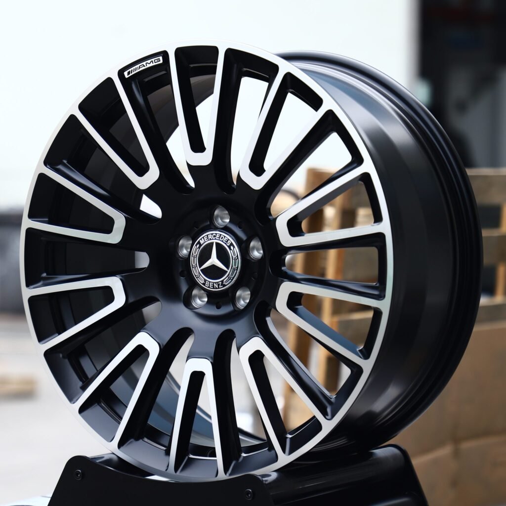 Mercedes-Benz S-Class wheels – Gloss Black Machined Multi-Spoke (Mercedes-Benz OEM-Style), angled view