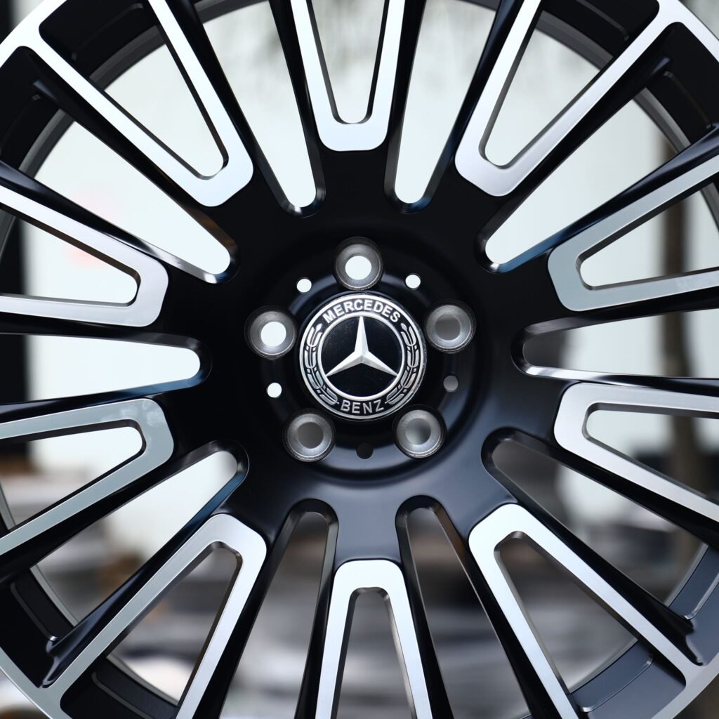 Mercedes-Benz E-Class wheels – Gloss Black Machined Multi-Spoke (Mercedes-Benz OEM-Style), rear view