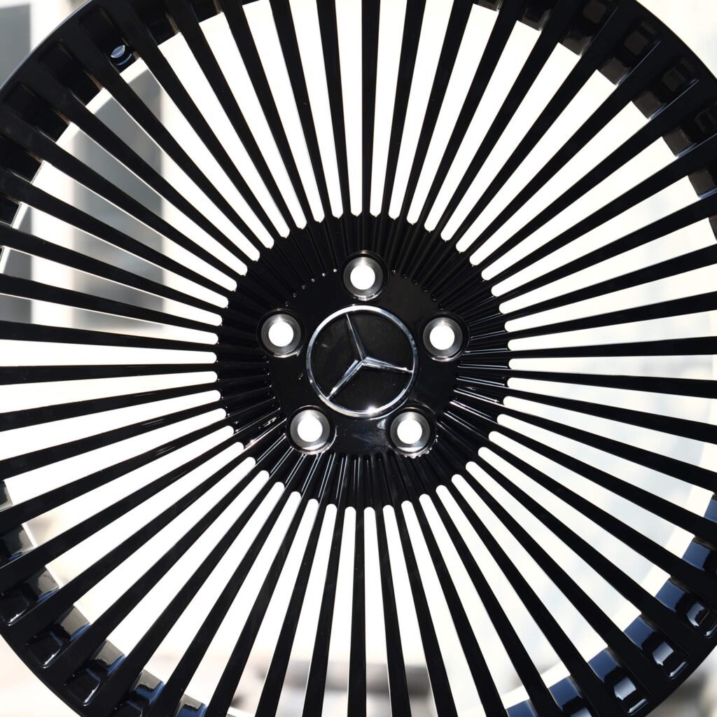 5x112 wheels – Gloss Black Turbine Multi-Spoke (Mercedes-Benz OEM-Style), side view
