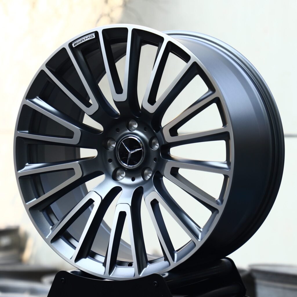 Mercedes-Benz S-Class wheels – Gunmetal Machined Multi-Spoke (Mercedes-Benz OEM-Style), angled view