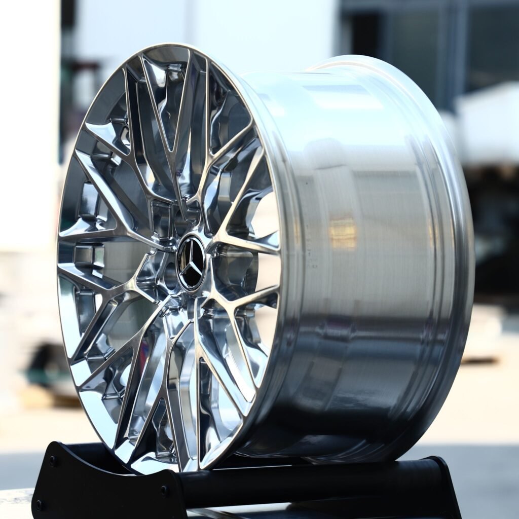 5x112 wheels – Hyper Silver Mesh Multi-Spoke (Mercedes-Benz OEM-Style), side view