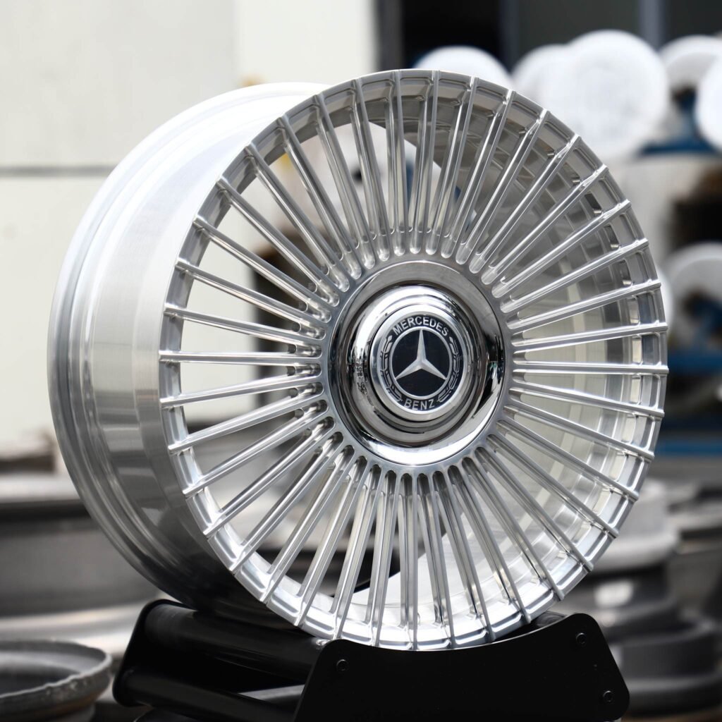 Mercedes-Benz S-Class wheels – Hyper Silver Turbine Multi-Spoke (Mercedes-Benz OEM-Style), angled view