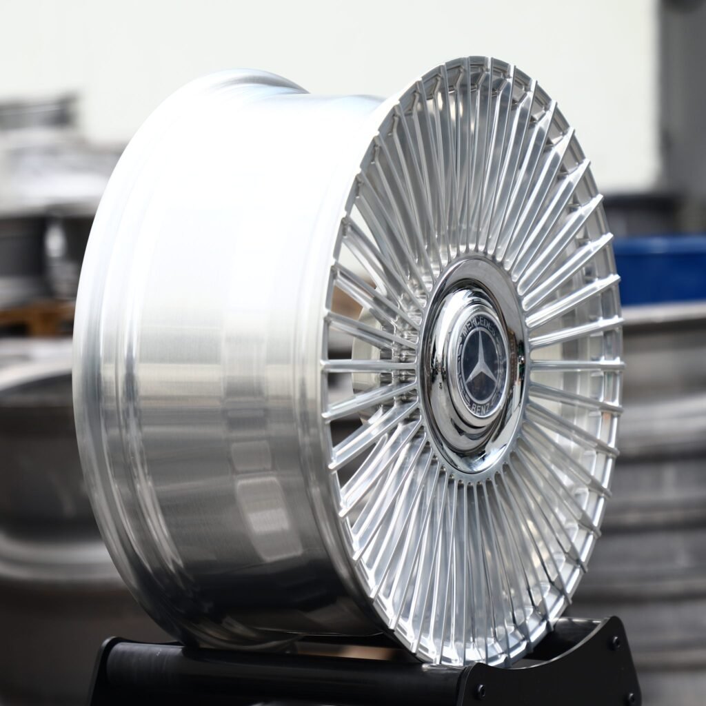 5x112 wheels – Hyper Silver Turbine Multi-Spoke (Mercedes-Benz OEM-Style), side view