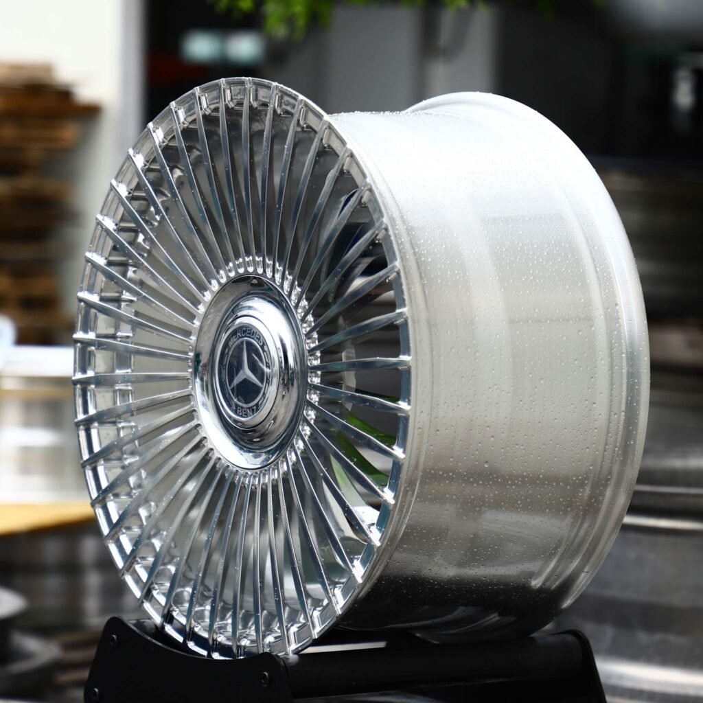 5x112 wheels – Hyper Silver Turbine Multi-Spoke (Mercedes-Benz OEM-Style), side view