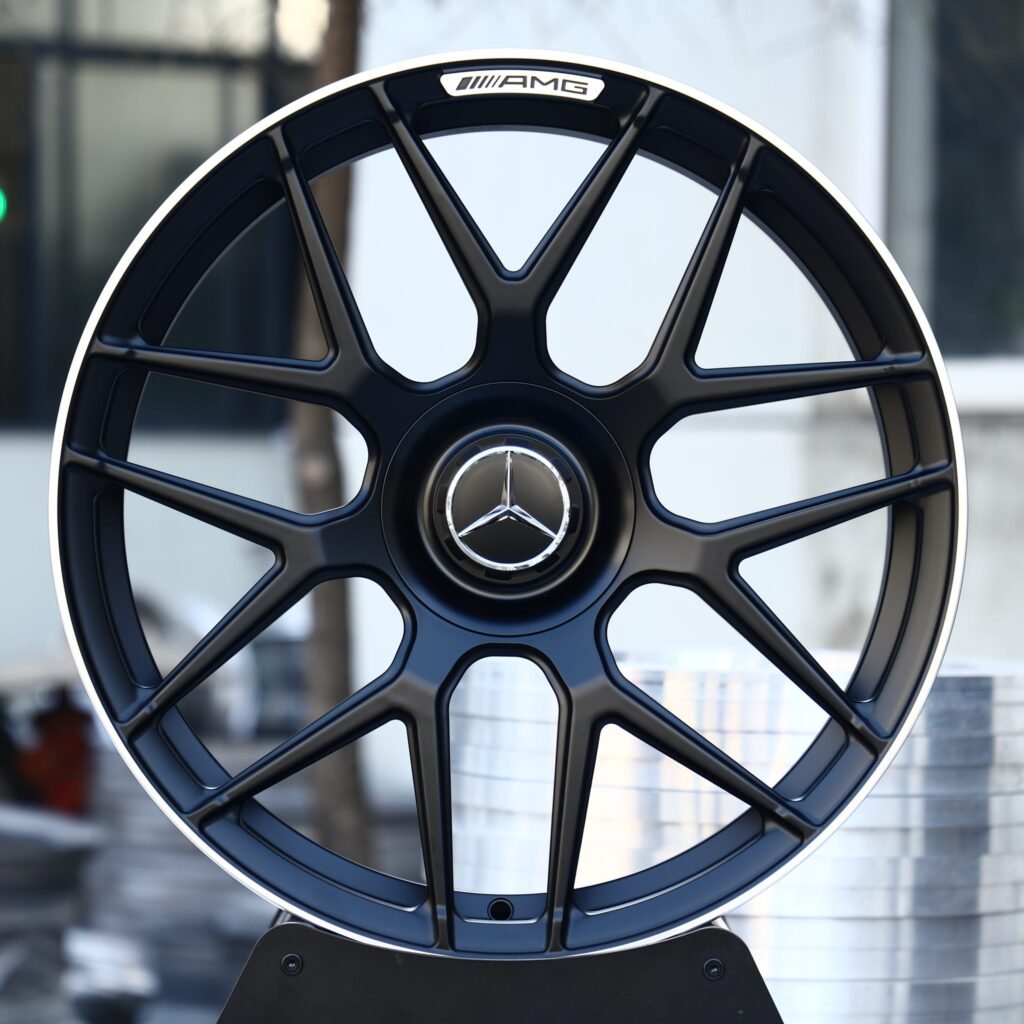 Mercedes-Benz E-Class wheels – Matte Black 7 Y-Spoke (Mercedes-Benz OEM-Style), front view
