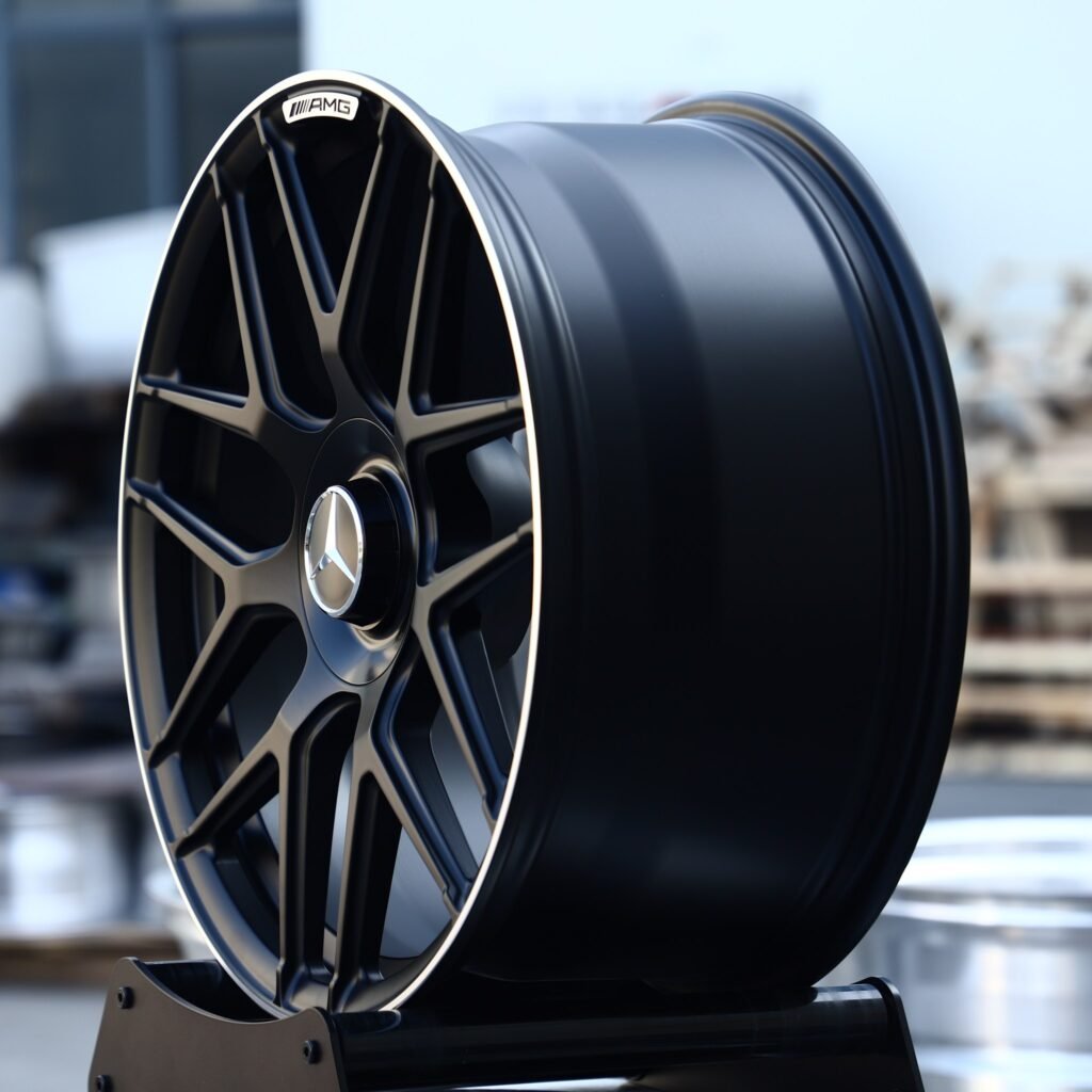 5x112 wheels – Matte Black 7 Y-Spoke (Mercedes-Benz OEM-Style), side view
