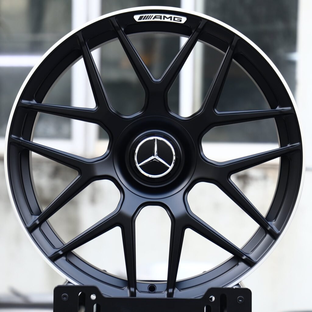 Mercedes-Benz E-Class wheels – Matte Black 7 Y-Spoke (Mercedes-Benz OEM-Style), front view