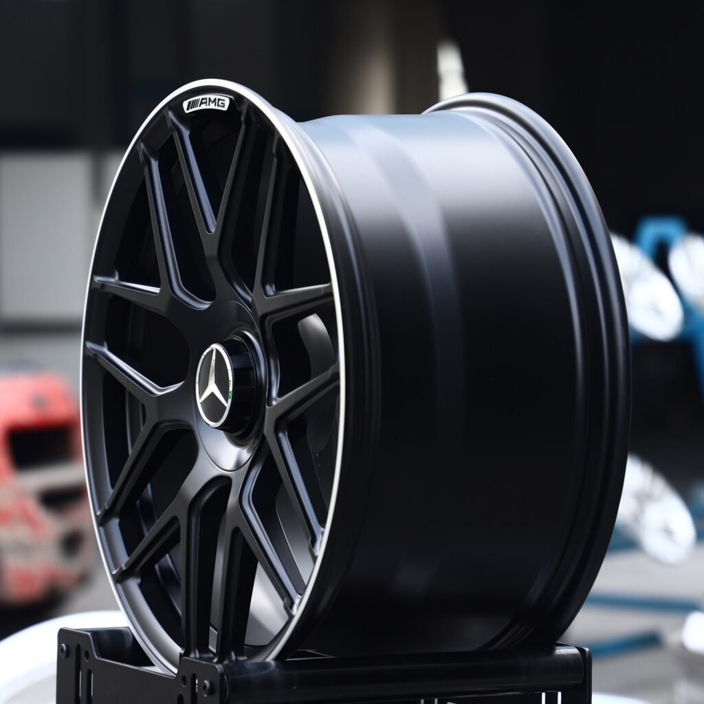 5x112 wheels – Matte Black 7 Y-Spoke (Mercedes-Benz OEM-Style), side view